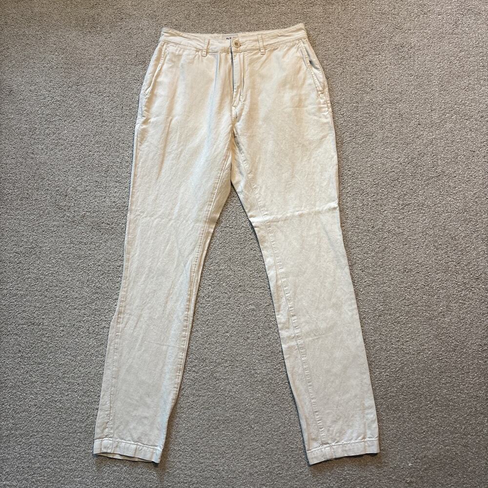 Flint and Tinder Pants Mens 28/31 Beige Athletic Linen Blend Chino Trousers